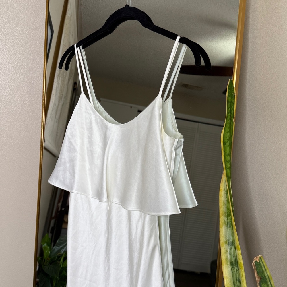 NADINE MERABI Ivory Silk Midi Dress - Picture 6 of 9